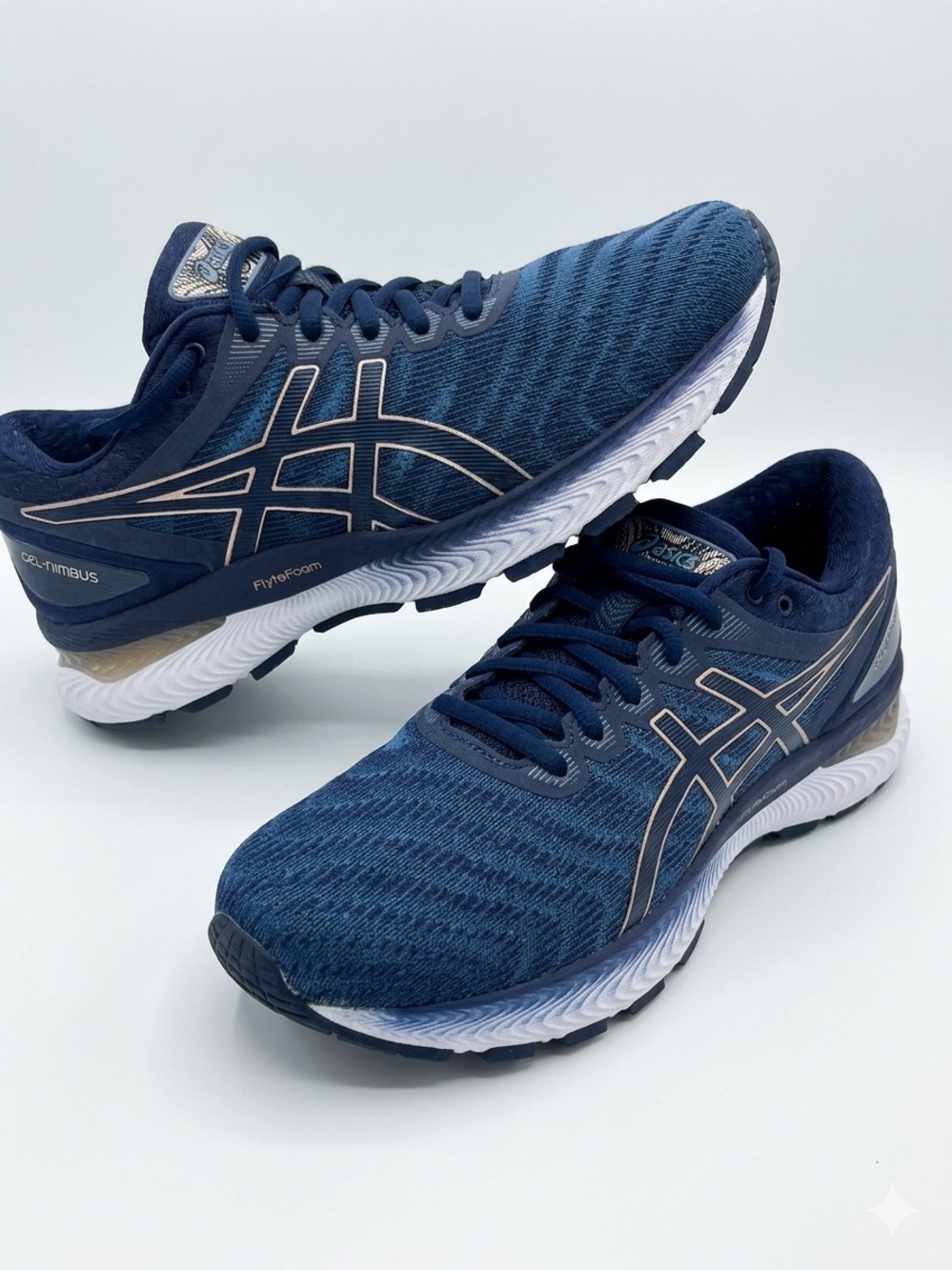 ASICS Blue Mesh Running Shoes with Silver Accents